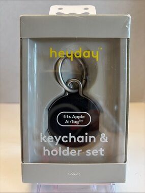 heyday Black Keychain & AirTag Holder with Metal Ring